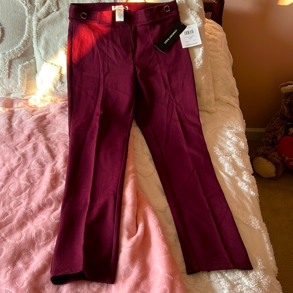 Comfort waist stretchy pants  burgundy color